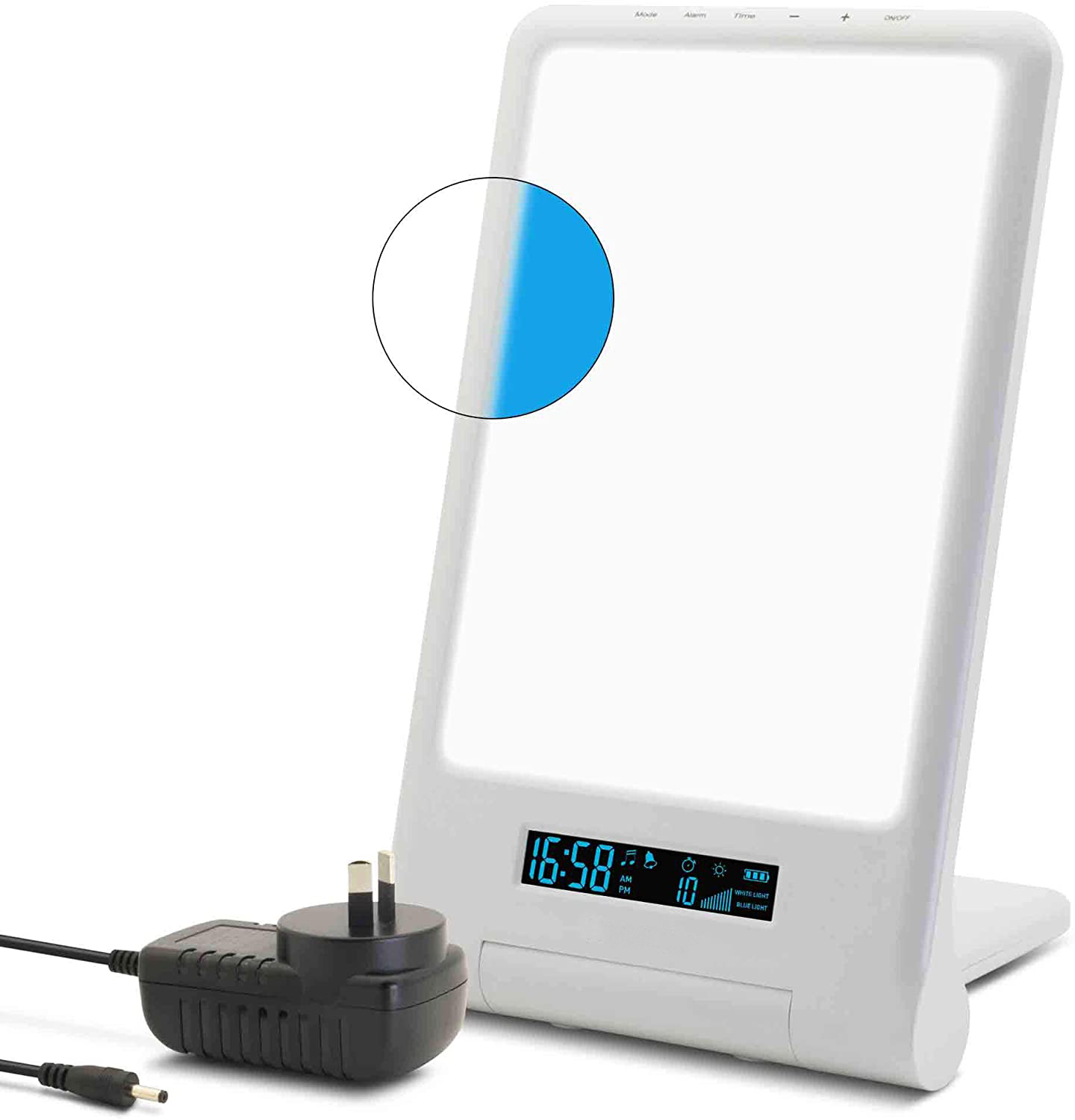 Cordless SAD Light Therapy Lamp with Daylight Wake up Alarm | 10,000 LUX Full Spectrum Bright White 